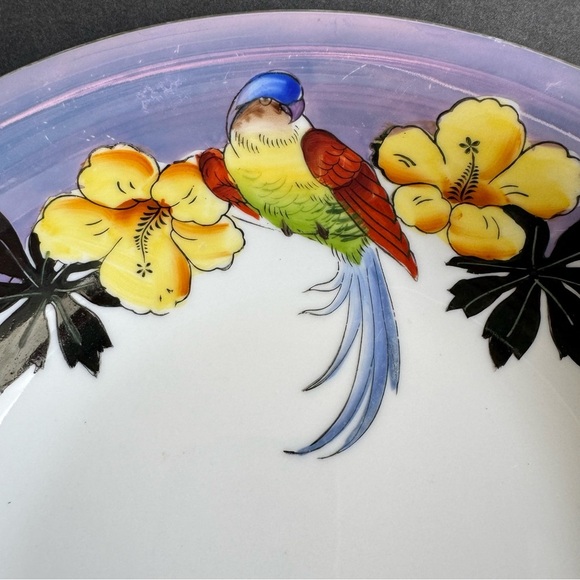 Noritake Lusterware Bird Floral Serving Bowl Iridescent Vintage Art Deco - Picture 2 of 11
